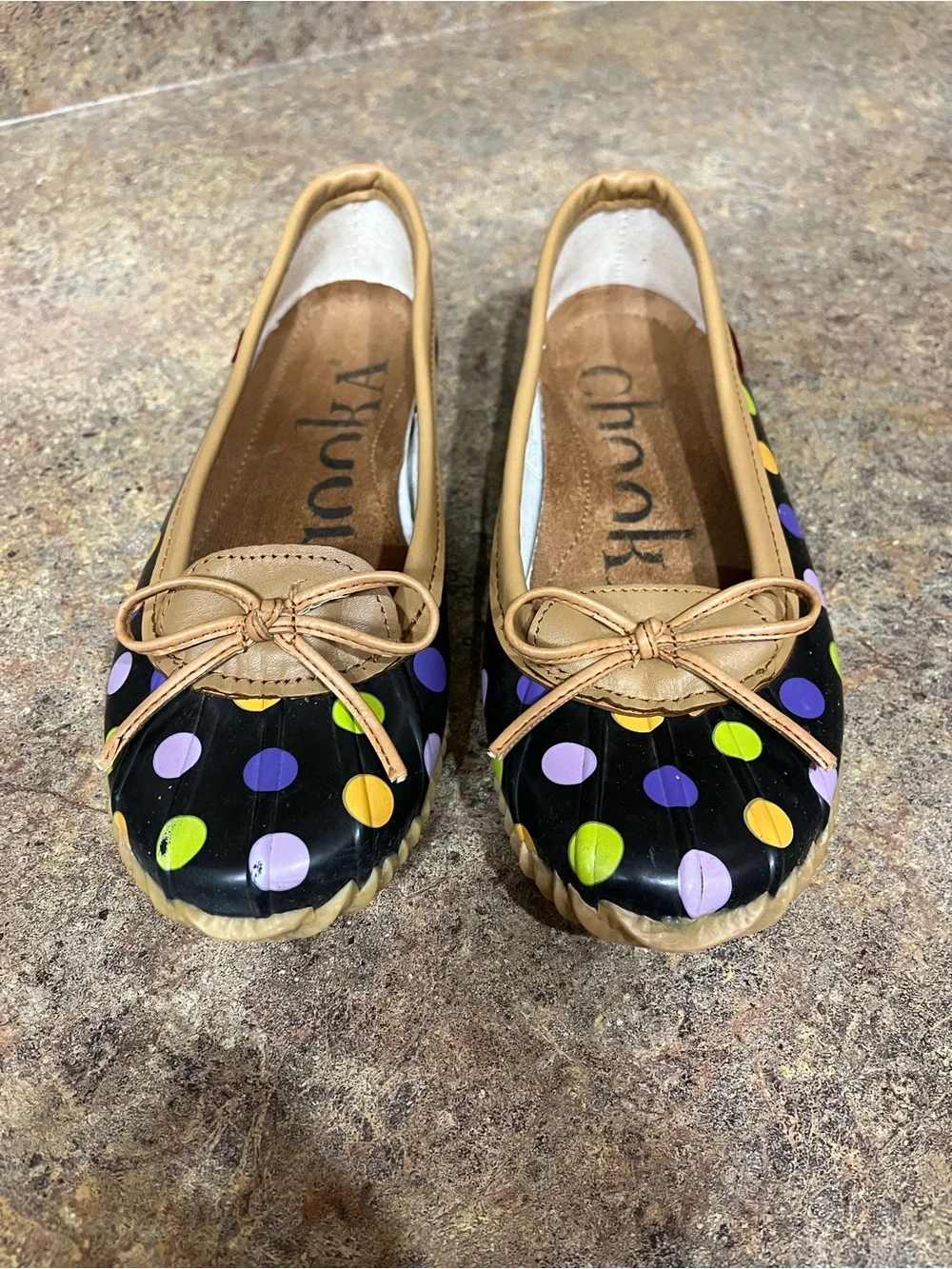 Chooka Big Dot Duck Skimmer Multi Women’s 7 Waterproof Polka Dot Ballet Flats